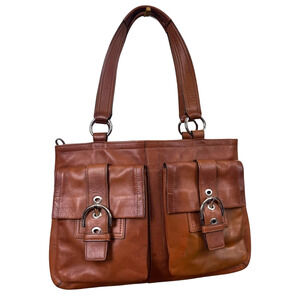 Coach F06468 Soho Tote Satchel Brown Leather Double Handle Purse Handbag Large